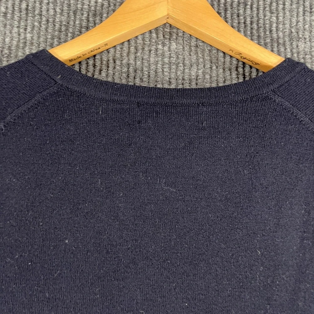 Brooks Brothers Sweater Mens XL Blue Extra Fine Merino Wool V Neck Pullover